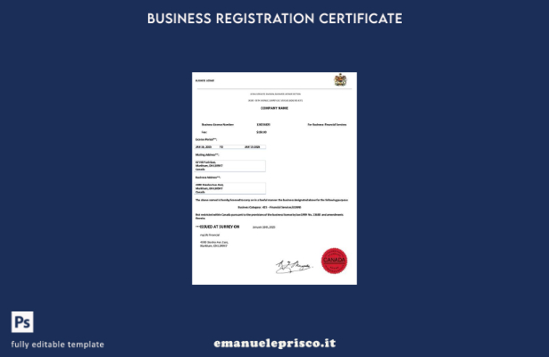 stile verificato Licenza commerciale canadese Modello Word e PDF